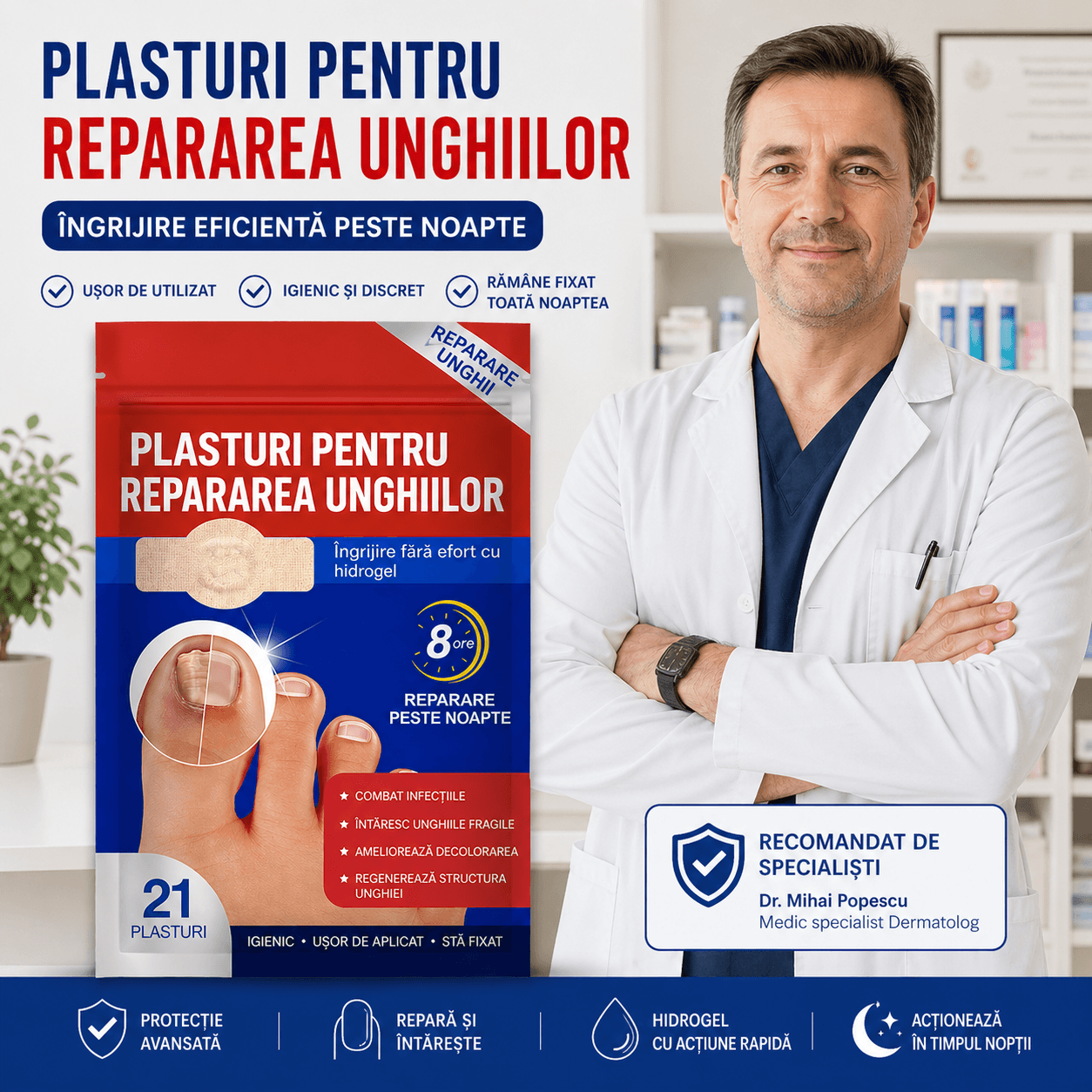 SET 21 Plasturi pentru Repararea Unghiilor