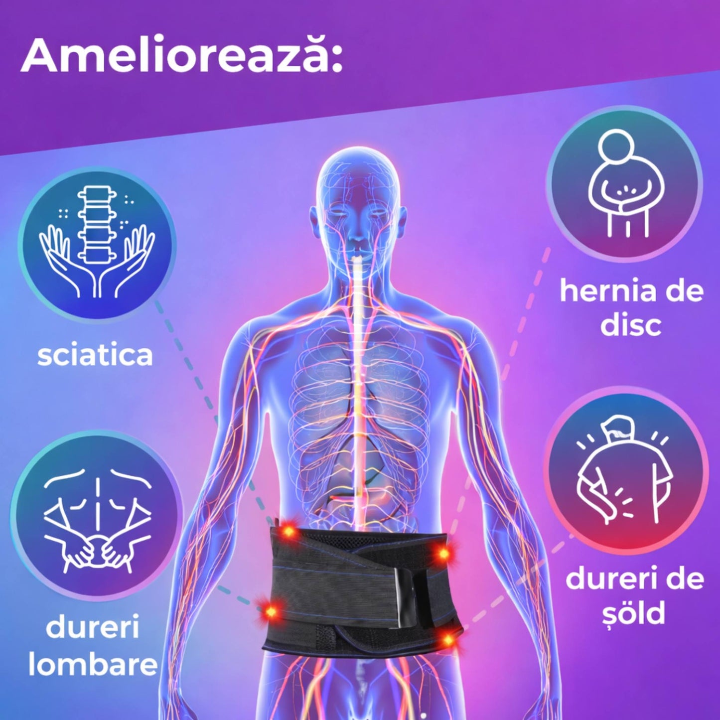 Centură lombară cu magneti