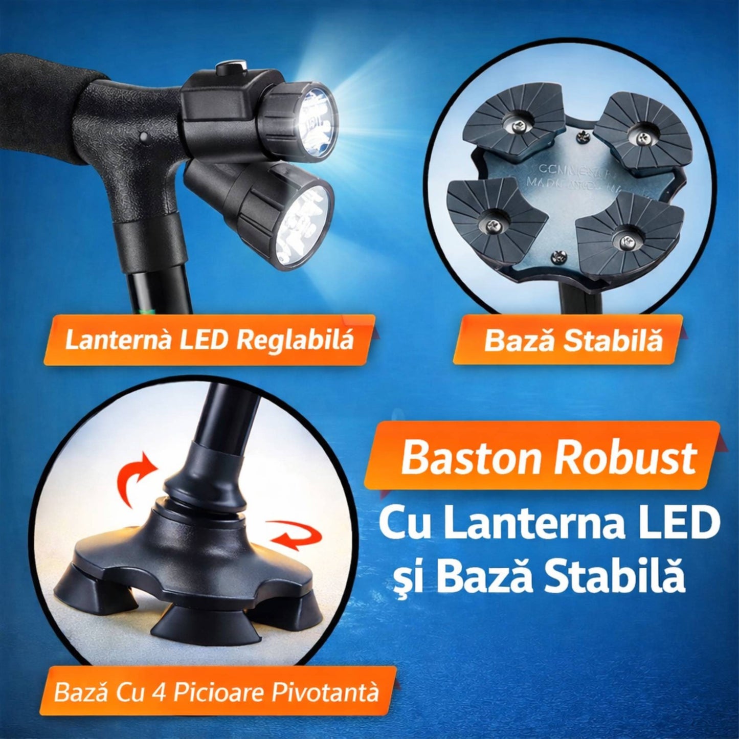 Baston ortopedic de sprijin cu lumina LED